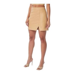 LITA BY CIARA Lamb Leather Skirt in Iced Coffee Sz 2 $298 Revolve
